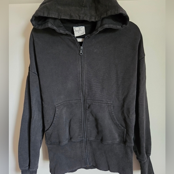 aerie Tops - Aerie Oversized Long Black Womens Small Full Zip Up‎ Hoodie